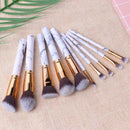 10pcs Marbling Makeup Brushes Set Powder Foundation Eyeshadow Cosmetic Tool