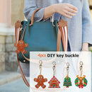 4pcs DIY Full Drill Special Shaped Diamond Painting Xmas Tree Elk Key Ring Gifts