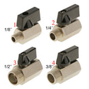Shut-Off Brass Ball Valve, Mini Valves 1/8inch Male NPT x 1/8inch Female NPT,