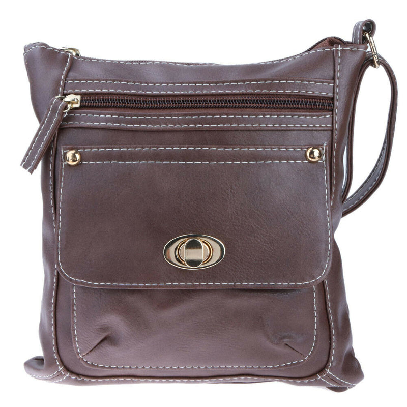 Fashion Women Shoulder Bag Satchel Crossbody Bags Sling Handbag (Dark Brown