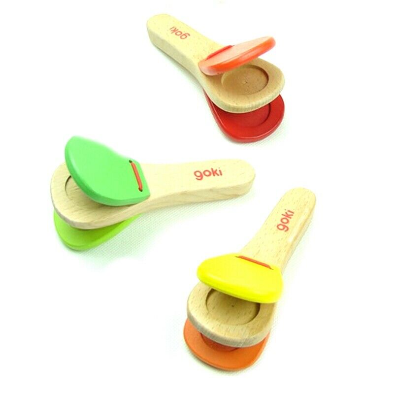 Children's Wooden Percussion Instrument Castanet Clapper Creative Long Hand T4N4