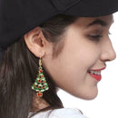 Christmas Tree Hoop Earrings Rhinestone Ear Drop for Women Jewelry Gift