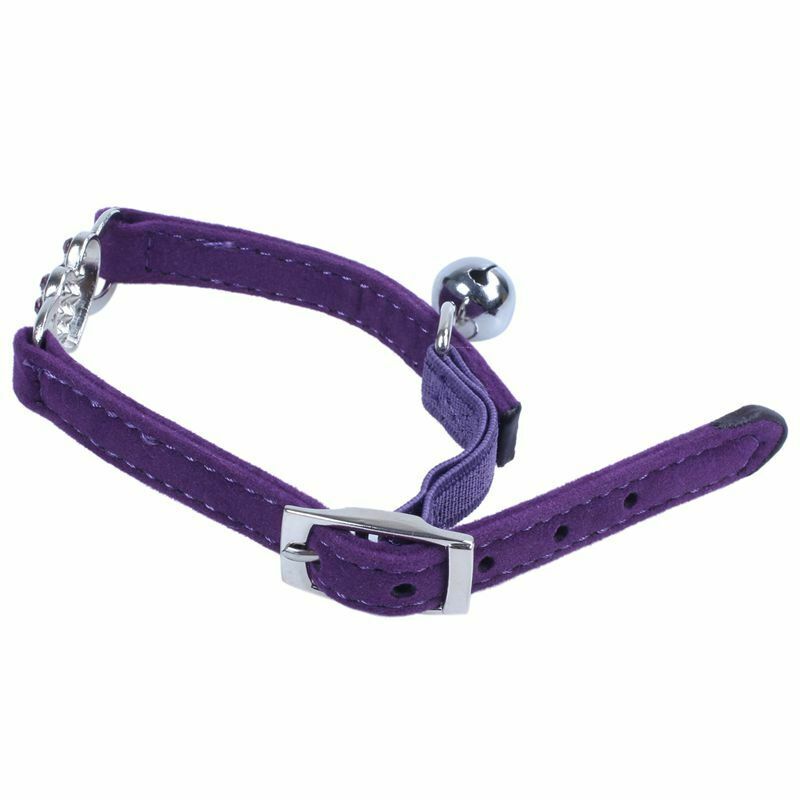 Heart charm and bell cat collar safety elastic adjustable with soft velvet  H8R9