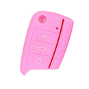 Flod Key Silicone 3Buttons Protective Case Cover for Volkswagen 2017 Pink