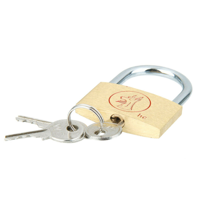 Brass Padlock Locker Long Shackle Suitcase Toolbox w/ Key 40mm