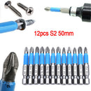 12pcs Anti Slip Electric Screwdriver Bits Hex Shank PH 50mm Single Side Dri- OZ