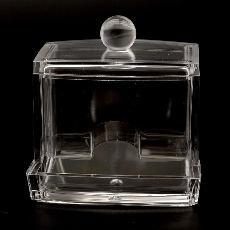 Clear Acrylic Cotton Swab Makeup Case Stick Box Storage Stand Rack Y4V7