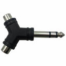 2x Audio Splitter 1 Stereo 6.35mm 1/4 inch Male Plug to 2 RCA Female Jack Y