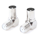 2pcs Right Angle F Female to 9.5 TV Male Aerial Antenna Plug Connector Adap Kw