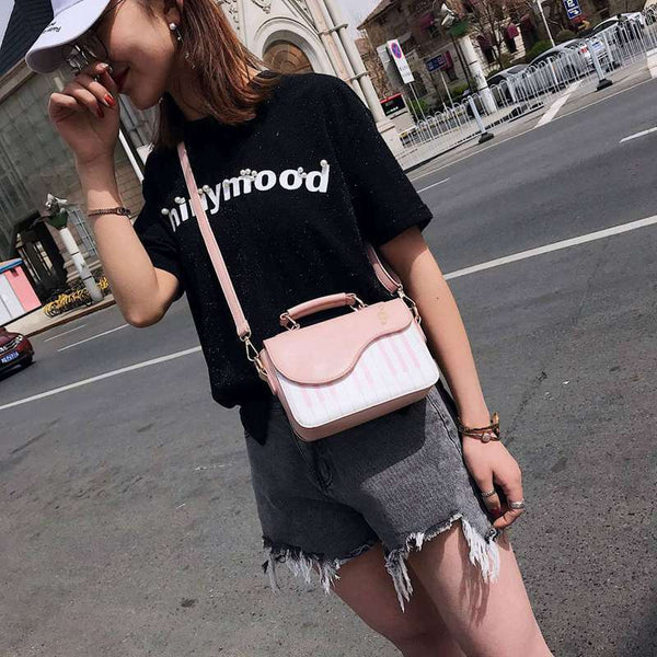 Pink new fashion hit color piano printing handbag sweet wind fresh shoulder K7M1