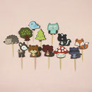 120pcs Forest Animal Cake Toppers Cute Cupcake Decoration Birthday Kids Party