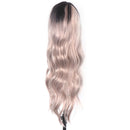 Wig female black gray bleaching gradient large wave hair set in the curly hai@