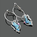 1Pair Blue Crystal Rhinestone Enamel Butterfly Dangle Hoop beautiful Earrings