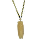 Fashion Yellow Jade Carved Cicada Pendant Necklace Beads Chain Amulet Jewelry