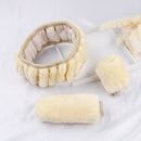 3X Winter beige soft warm plush car steering wheel cover handbrake covers  3C