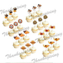 24X Happy Thanksgiving Cake Topper Insert Fairy Bun Toppers Decor H6R8 Part L2D8