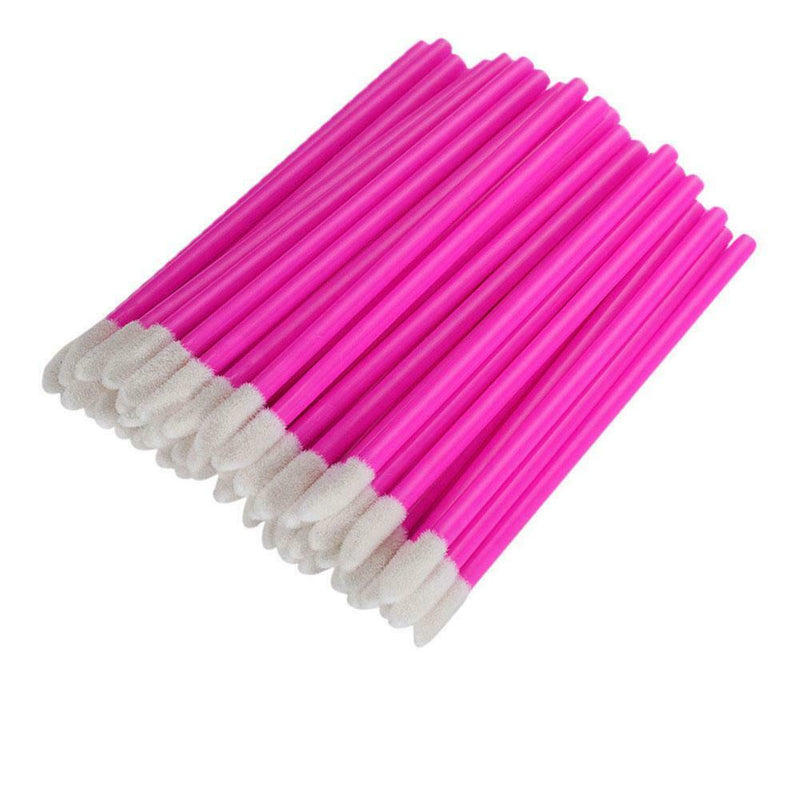 50pcs Disposable Makeup Lip Brush Lipstick Gloss Wand Applicator (Rose Red)
