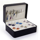 Black PU Leather Cuff-links/Tie/Clip Jewelry Store Box Storage Case
