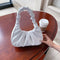 Elegant Pleated Handbag Women Leather Travel Totes Shoulder Bag (White)