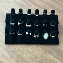 Black Wood, flannel 18 Finger Ring Display Showcase Organizer Holder Jewelr N7X6
