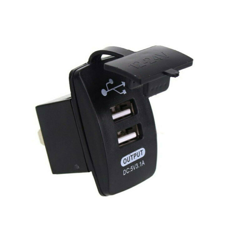 Blue LED Car Motorcycle Dual USB Ports Charger Power Supply 5V 4.2A