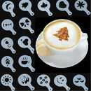 16 Cute Coffee Machine Stencils Template Strew Flowers Pad Duster Spray Print