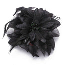 Flower Brooch Pin Headband Ribbon Black Floral Cloth Feather Wedding Chic