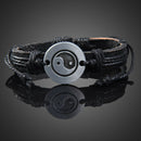 Tai Chi Wrap Multilayer Leather Bracelet with Braided Rope Fashion Jewelry
