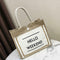 Women Linen Tote Casual Shoulder Bags Fashion Lady Print Handbags (White L) A