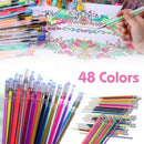 48pcs Fluorescent Gel Ink Pen Refills Watercolor Brush Colorful Stationery Neon