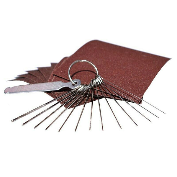 Guitar Bridge Saddle Nut Files Set - 13 Size Needle Files with Circular Cro