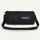 Women Barrel-Shaped Sports Gym Shoulder Bag Waterproof Nylon Bags (Black) A