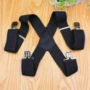 50mm Unisex Mens Men Braces Plain Black Wide & Heavy Duty Suspe Adjust V7A9 Z2C9