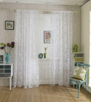 Flocking Peony Sheer Voile Curtain Window Balcony Tulle Valance Drape 1x2M