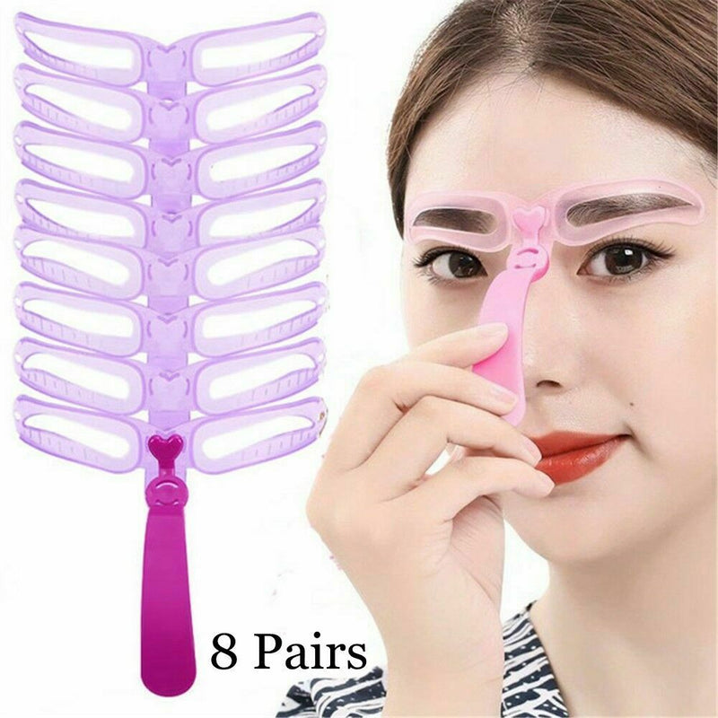 Stylish Eyebrow Grooming Stencil Easy Beautiful Shaping 8Pcs Different Template