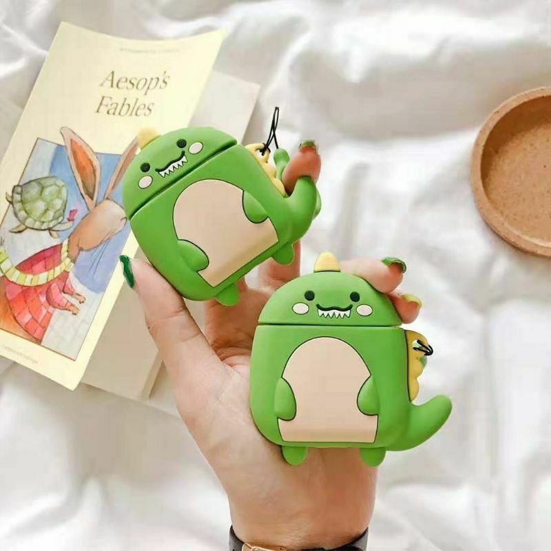 Cartoon Dinosaur Pattern Silicone Protective Case Shockproof Cover for Airpods