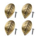 4x Retro Leaf Shape Door Pull Living Room Cabinet Knob With Screws Ornaments
