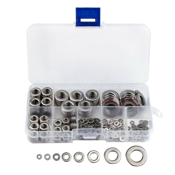 360Pcs Stainless Steel Flat Plain Round Washer Screw Gasket Assortment , M2 -M10