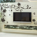 Flower Vine Removable Black Butterfly Wall Stickers Wall Decals Art Decor