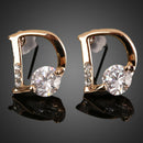 Pair of Zircon Inlaid Big D Letter Ear Pins Earbobs Eardrops Stud Earrings