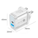 18W PD QC3.0 USB Charger USB C Quick Charge 3.0 Wall Charger (UK White) A