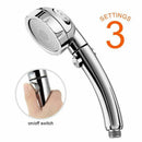 Handheld Shower Head High Pressure Chrome 3 Spary Setting with ON/OFF Pause