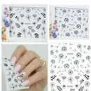 2X Nail Art Water Transfers Decals Stickers Black Dandelions Floral Gel Polish