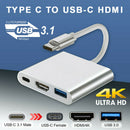 Type C USB 3.1 USB-C 4K HDMI USB 3.0 Adapter Cable 3 in 1 Hub For Macbook