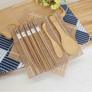 9Pcs/set Sushi Maker Roller Bamboo Rolling Japanese Sushi Mold Cooking ToolB Kw