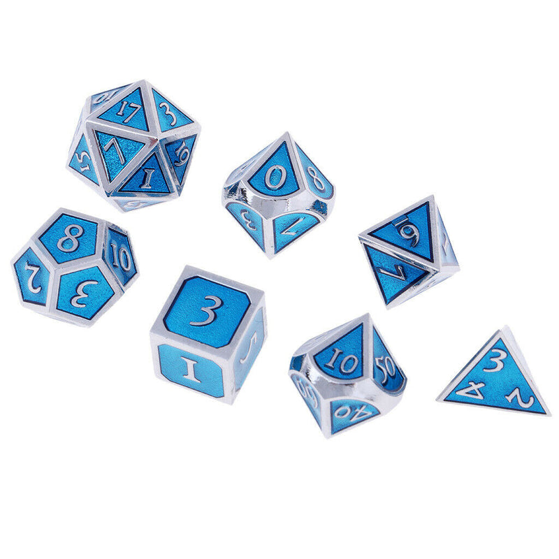 7pcs Shaped Polyhedral Blue Gem Dice For TRPG D4-D20 Game