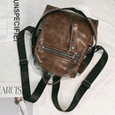 Retro Ladies Backpack Pu Leather Shoulder Bag Simple Casual School Bag Fema