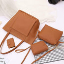4pcs/set Shoulder Handbags Leather Women Crossbody Clutch Card Bags (Brown)