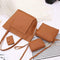4pcs/set Shoulder Handbags Leather Women Crossbody Clutch Card Bags (Brown)