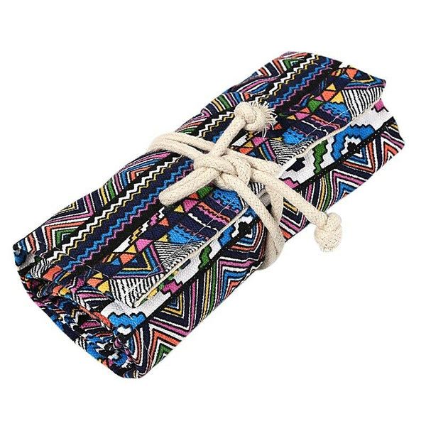 School Canvas Roll Pouch Pen Storage pecncil box 72 Holes National style N9B9